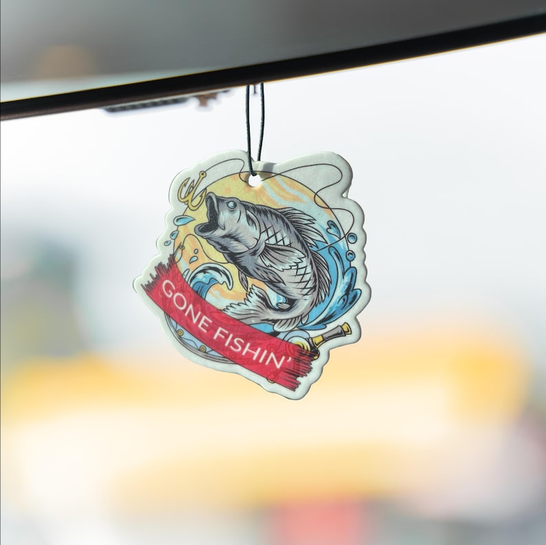 il_794xN.7305687744_ox8d.jpg Gone Fishin Car Air Freshener - Image 1